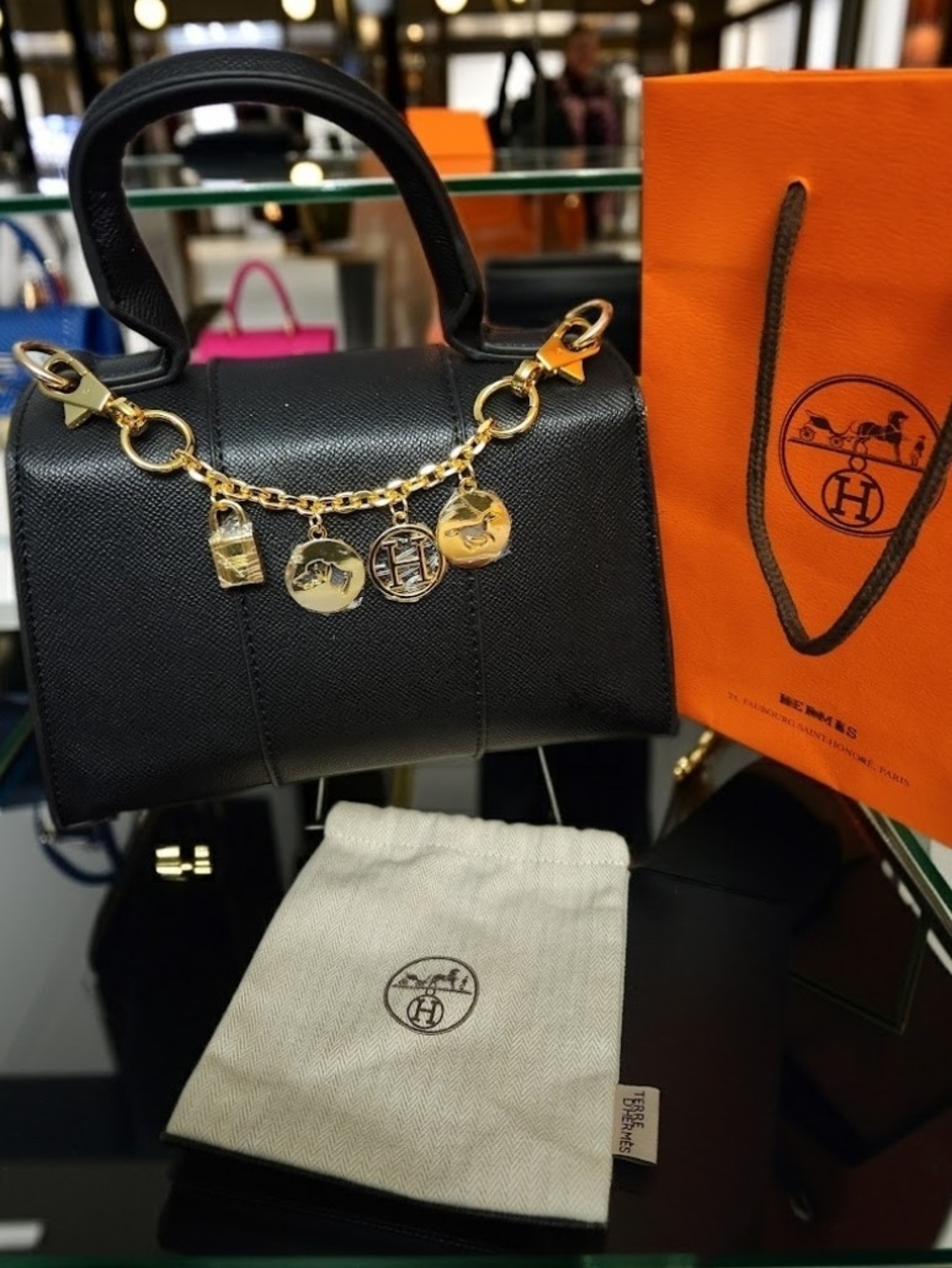 8" Hermes Gold Charm Chain With 4 Charms